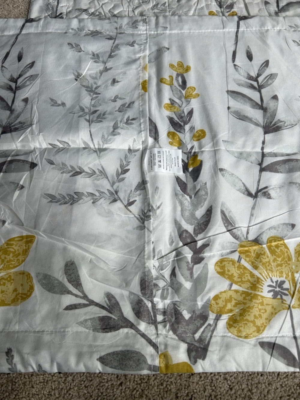 WHITE GRAY, AND YELLOW FLORAL PILLOW SHAMS - Picture 3 of 3
